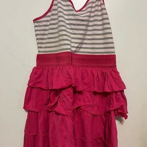 Striped Pink Ruffle Kids Dress